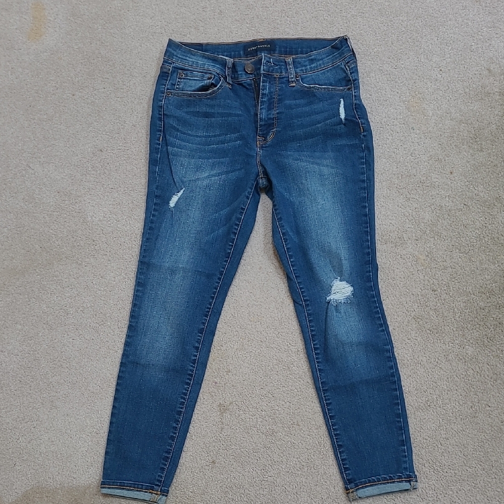 Aeropostale Blue Skinny Jeans Distressed Design